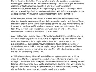 Invisible Disabilities Week LKS2 Reading Comprehension | Updated for 2026-27