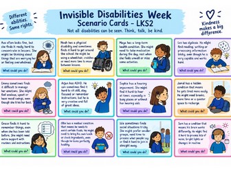 Invisible Disabilities Week LKS2 Scenario Cards | Inclusion & Empathy | Updated for 2026-27