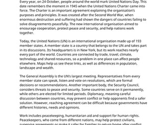 The United Nations Day UKS2 Reading Comprehension | Updated for 2026-27