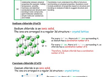 WJEC A level Chemistry AS Unit 1 topic 1.5 Solid structures notes