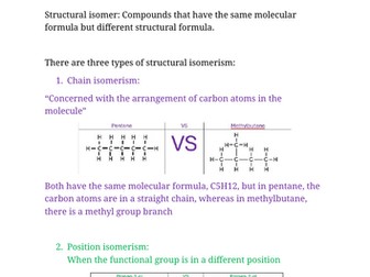 WJEC A level chemistry A2 Unit 4 topic 4.1 stereoisomerism notes
