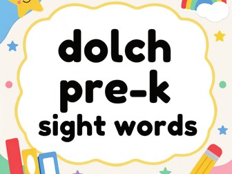 Dolch Sight Words Pre-K