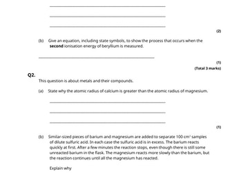 AQA A level Chemistry Group 2 complete topic resources
