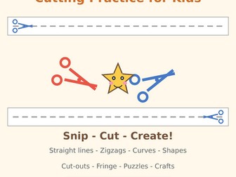 Scissor Skills Cutting Practice for Kids — 30 Printable Pages, Preschool & Kindergarten Fine Motor A