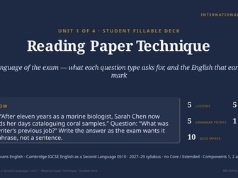 IGCSE ESL 0510 Reading Paper Technique — 2027 Syllabus (U1)