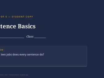 Grammar Foundations U01 Sentence Basics — Full Unit, Games & Differentiation