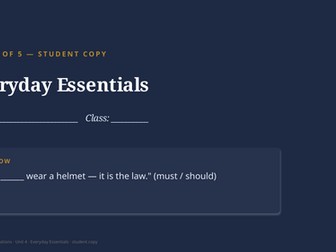 Grammar Foundations U04 Everyday Essentials — Full Unit + Games
