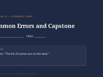 Grammar Foundations U05 Common Errors — Full Unit + Games
