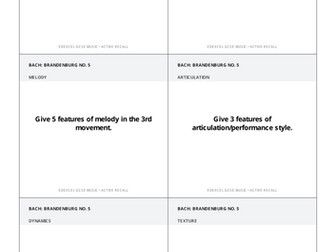 Music GCSE (Edexcel) Set Work Revision - Flashcards