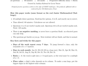 Junior Maths Challenge-Style Mock Paper 2 (UKMT-Style Practice) with Full Worked Solutions