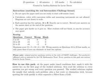Intermediate Maths Challenge-Style Mock Paper 1 (UKMT-Style Practice) with Full Worked Solutions