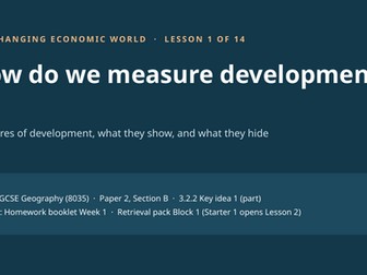 Changing Economic World: Measuring Development (Lesson 1)