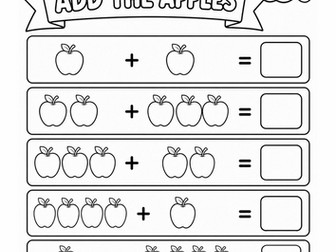 Add the Apples: Picture Addition Worksheet Within 10 (Ages 5-7)