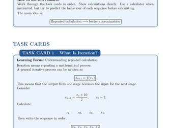 Iterative Methods Approximating π and e 10 Coloured Task Cards Grades 7–9 | GCSE / IGCSE / IB-style