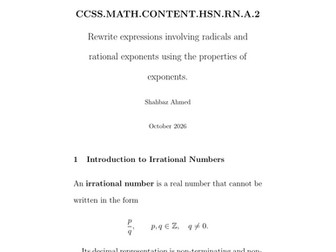 CCSS.MATH.CONTENT.HSN.RN.A.2.      Rewrite expressions involving radicals and rational exponents usi