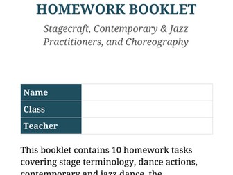 Year 9 Dance Homework Booklet