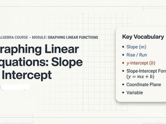 Linear Equations Slope intercept form