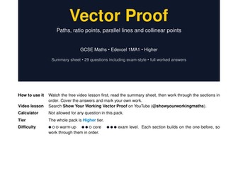 Vector Proof GCSE Maths Revision Pack | Edexcel 1MA1 Higher | Full Worked Answers