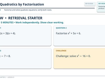 IAS Maths - P1 - Chapter 2 - Quadratics - FULL WEEK LESSONS