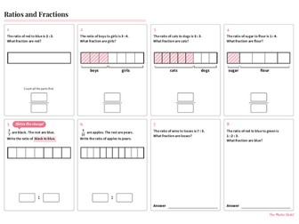 Ratios and Fractions Worksheet GCSE Maths