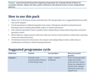 Assistant head of house - Facilitator Guide & Implementation Pack