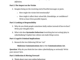 Reflective restorative worksheets (Pastoral/behaviour)