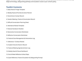 Head of house/head of year pastoral leadership toolkit