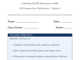 Algebraic Equations and Positive Irrational Numbers