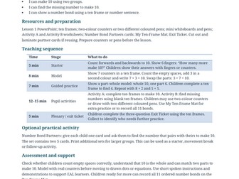 Number Bonds to 10  - Year 1 KS1  - Complete Lesson Pack  - Worksheets & Games