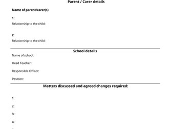 Attendance - Parenting contract Blank/editable
