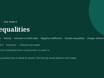 Year 9 lesson on inequalities