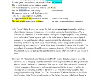 A LEVEL ENGLISH LITERATURE: "Batter my heart three-person'd God"