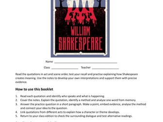 Macbeth Quotation Student Work booklet