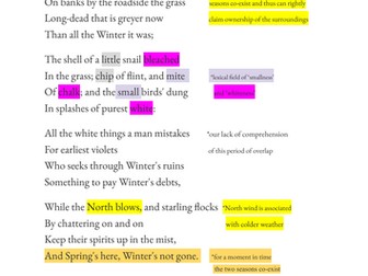 Edward Thomas Poetry Anthology "But these things also" A LEVEL ENGLISH
