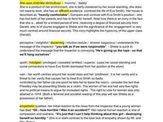 "An Inspector Calls" revision notes: the character of SHEILA BIRLING