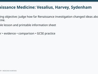 Renaissance Medicine: Vesalius, Harvey, Sydenham