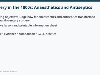 Surgery in the 1800s: Anaesthetics and Antiseptics
