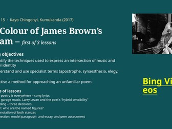 The Colour of James Brown's Scream Chingonyi Kumukanda anthology for CIE English Literature
