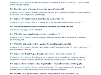 GCSE Biology: Respiration Worksheets