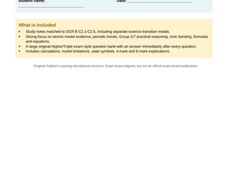 OCR B GCSE Chemistry C2: Study and Answers