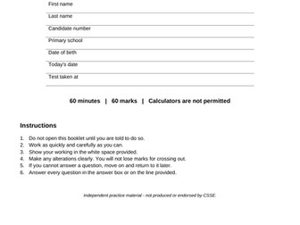 11+ CSSE-Style Maths Mock Paper 2