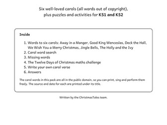 Christmas Carols and Activities Pack (public-domain carols): KS1 and KS2