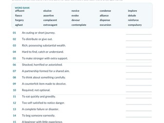 11+ Vocabulary Test 2 with Answer Key
