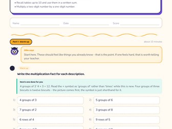 Class 3 Multiplication Worksheet with Answers