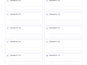 Lattice Multiplication Worksheet (Gelosia)