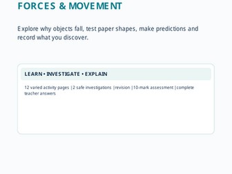 Year 2 Science: Gravity and Falling Objects | KS1 Forces & Motion Workbook  25 Printable A4 Pages |