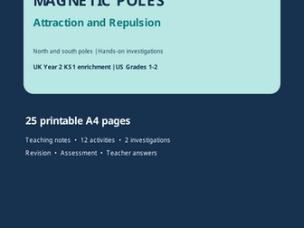 Year 2 Science: Magnetic Poles, Attraction and Repulsion | KS1 Science Workbook  25 Printable A4 Pag
