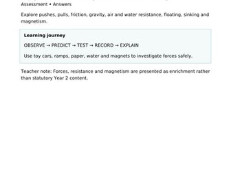 Year 2 Science: Forces and Motion Review | KS1 Science Worksheets, Experiments & Assessment  25 Prin