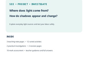 Year 2 Science: Light and Shadows | KS1 Science Worksheets, Investigations & Assessment  25 Printabl