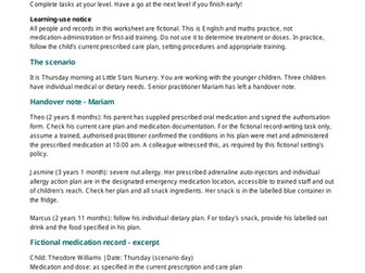 Functional Skills English & Maths: Childcare Medication & Allergies